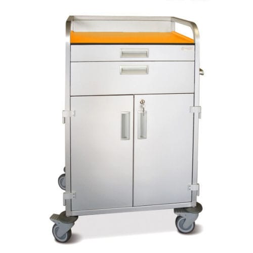 Medizinischer Wagen - Medicar M4  - Mercura Industries - Pflege / anodisiertes Aluminium / 2-türig