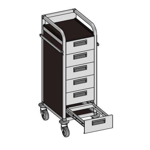Medizinischer Wagen - Medicar M6 Small - Mercura Industries - Pflege / anodisiertes Aluminium / 6 Schubladen