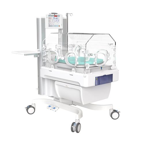 Inkubator für Neugeborene auf Rollen - YP-2800B - Ningbo David Medical Device - höhenverstellbar / mit Monitor / mit Stauraum