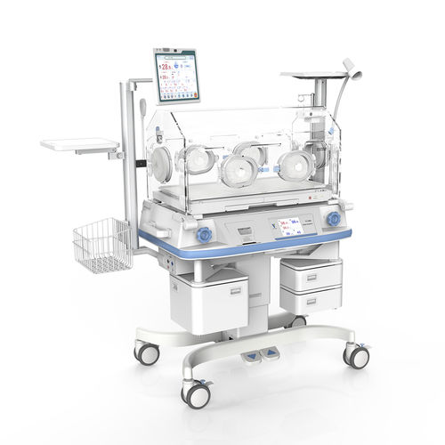 Inkubator für Neugeborene auf Rollen - YP-2200B - Ningbo David Medical Device - höhenverstellbarer / mit Touchscreen / mit Monitor