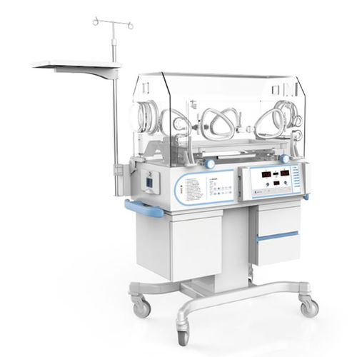 Neugeboreneninkubator auf Rollen - YXK-5GB - Heal Force - höhenverstellbar / mit Phototherapie-Lampe / mit 4 Fenstern für Zugang zum Baby