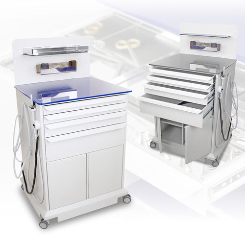 HNO-Arbeitsstation - OTOSMART COMPACT - OPTOMIC - mit Regal / mit Schubladen / auf Rollen