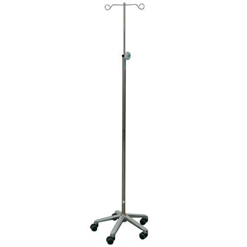 Infusionsständer auf Rollen - 1980 - Promotal - 2 Haken / Edelstahl / Aluminium