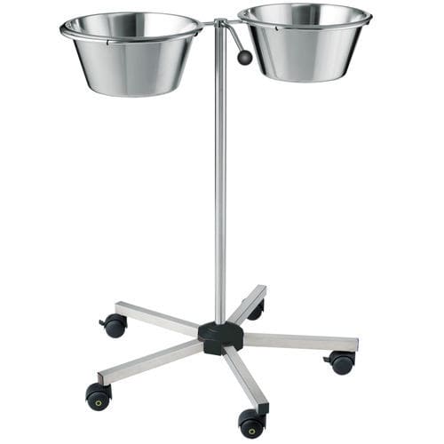 Schalenhalter mit zwei Schalen - S0112002 - provita medical - zur Montage auf Rollwagen / Edelstahl