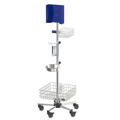 Hygienestation auf Rollen - S02512PB - provita medical - mit Desinfektionsgelhalter / mit Handschuhbox / mit Korb