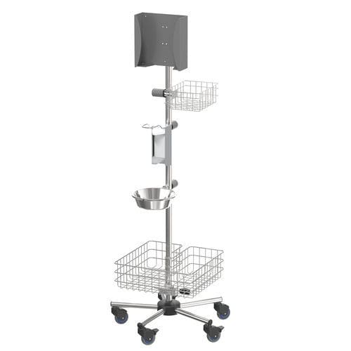 Hygienestation auf Rollen - S025120S - provita medical - mit Desinfektionsgelhalter / mit Handschuhbox / mit Korb