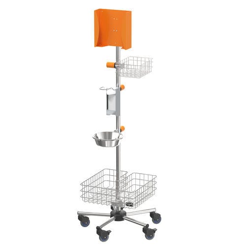 Hygienestation auf Rollen - S025120I - provita medical - mit Desinfektionsgelhalter / mit Handschuhbox / mit Korb