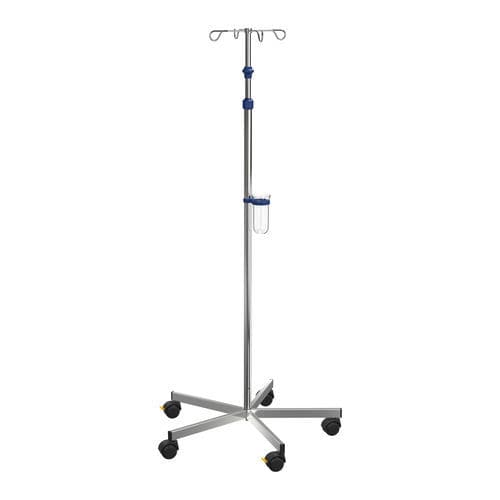 Infusionsstativ auf Rollen - I-O11112 - provita medical - 4 Haken / Edelstahl / für Bett