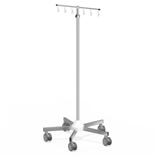 Infusionsständer auf Rollen - I-P02226 - provita medical - 6 Haken / Edelstahl / höhenverstellbarer