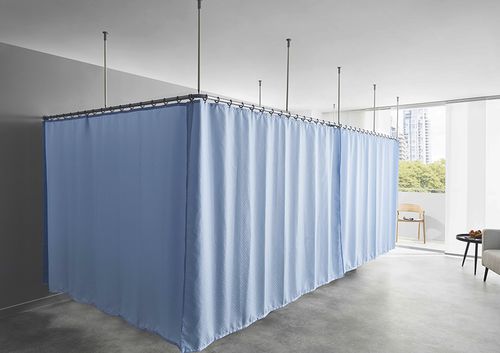 Medizinischer Bettschirm / mit Wandhalterung - RVS - Ropimex R. Opel  - deckenmontiert / für Krankenhauszimmer / waschbar
