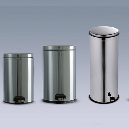 Kunststoff-Abfallkorb - M600425 - Titanox  - Edelstahl / pedalbetrieben