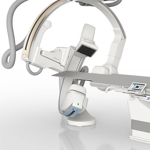 Digitales Fluoroskopie-System - Alphenix / Evolve Edition - Canon Medical Systems Europe - für Röntgendurchleuchtung des Herz-Kreislaufsystems / mit bodenmontiertem Leuchtverstärker
