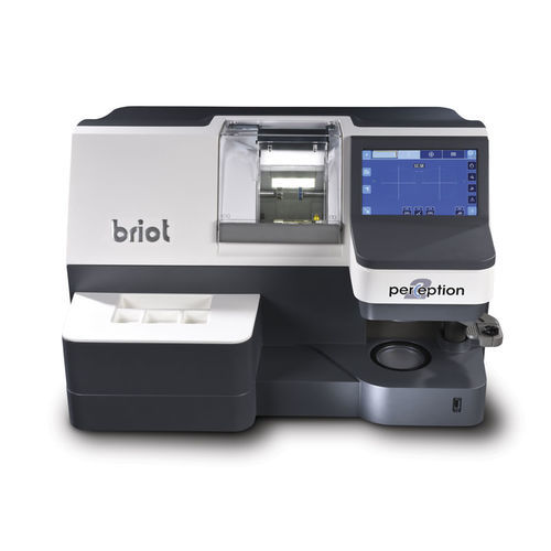 Bearbeitung optischer Gläser / Facettiermaschine für optische Gläser - Briot Perception 2 - Visionix - Klemmvorrichtung für optische Gläser / Zentriergerät- für optische Gläser / Schleifmaschine für optische Gläser