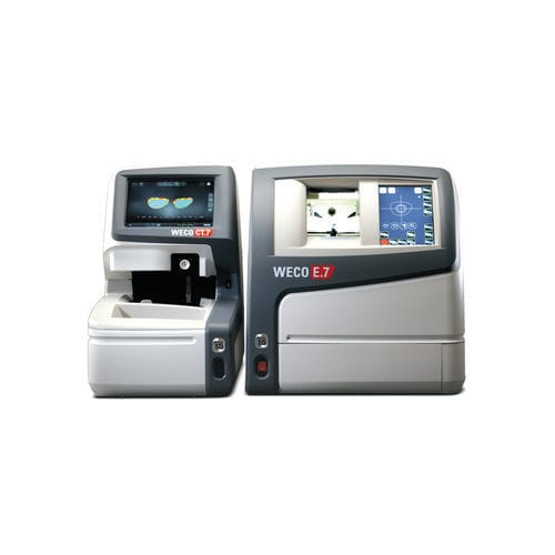 Bearbeitung optischer Gläser / Facettiermaschine für optische Gläser - Weco E7 - Visionix - Bohrmaschine für optische Linsen / Rillenglasmaschinen für optische Gläser / Formtracer