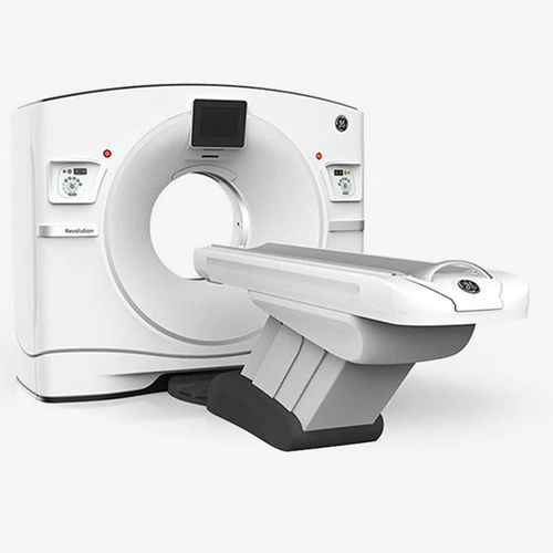 CT-Scanner / für Ganzkörpertomographie - Revolution Frontier - GE Healthcare - 128 Querschnitte / Wide-Bore