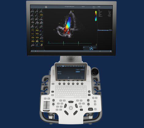 Plattformmontiertes Ultraschallgerät - Vivid™ T9 - GE Healthcare - für Kardiologie / Schwarz-Weiß / Farbdoppler