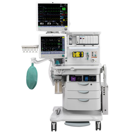 Rollenstativ-Anästhesiearbeitsplatz - Aisys CS² - GE Healthcare - Atmungsmonitoring / mit elektronischem Gasmischer