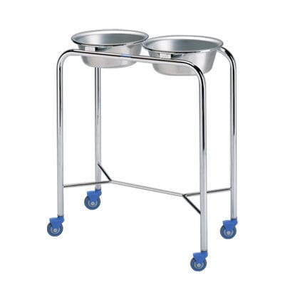 Schalenhalter mit zwei Schalen - P-1079-SS - Pedigo - zur Montage auf Rollwagen / Edelstahl