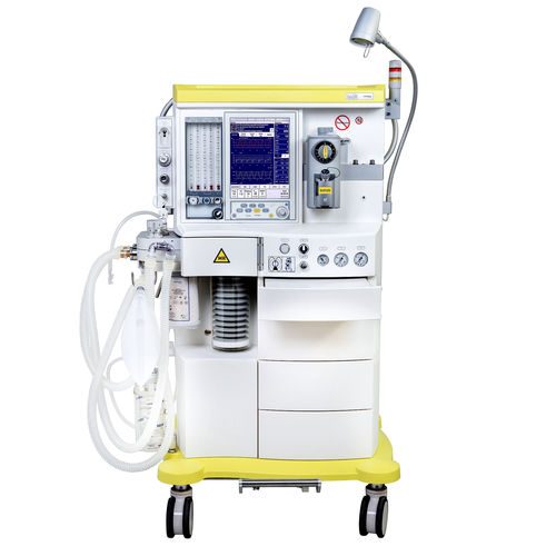 Anästhesiearbeitsplatz auf Wagen - Leon - Heinen und Löwenstein - Atmungsmonitoring / mit Ventilator / mit System zur Ableitung von Anästhesiegasen