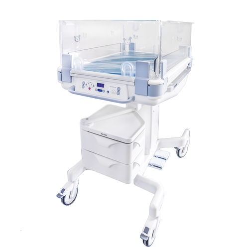 Höhenverstellbare Wiege für Krankenhäuser - Lifetherm 2000 - Heinen und Löwenstein - neigbar / mit Stauraum / transparent