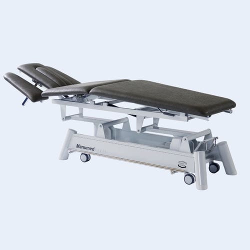 Elektrische Massageliege - Manumed Optimal - Enraf-Nonius - auf Rollen / mit Armstütze / mit höhenverstellbarer Rückenlehne