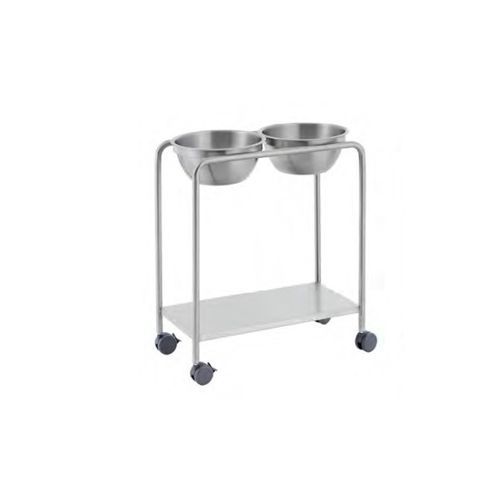 Schalenhalter mit zwei Schalen - 40575 - Üzümcü Medical Devices - zur Montage auf Rollwagen / Edelstahl