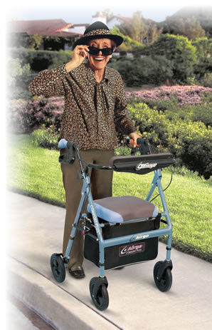 Rollator mit 4 Rädern - Airgo® Comfort-Plus™ Lightweight - AMG Medical - Aluminium / mit Sitz / mit Korb