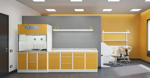 Arbeitsplatz für Dentallabors / mit Licht - ALIUS  - ASTRA MOBILI METALLICI   - mit Regal / für 2 Personen / modular