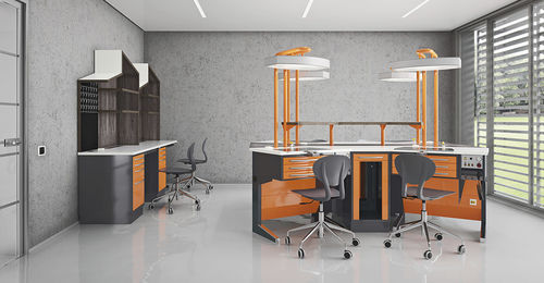 Arbeitsplatz für Dentallabors / mit Licht - ALIUS  - ASTRA MOBILI METALLICI   - mit Regal / freistehend