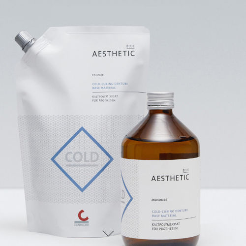 Zahnmedizinisches Material / Harz - AESTHETIC BLUE - Candulor - gingival / zur Herstellung von Zahnprothesen / Pulver