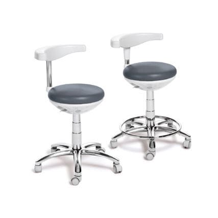 Dentalhocker - Assist - EURODENT - höhenverstellbar / auf Rollen / mit Rückenlehne