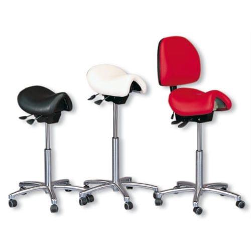 Hocker für Dentallabor - Bambach® - Hager & Werken - höhenverstellbar / mit Rückenlehne / auf Rollen