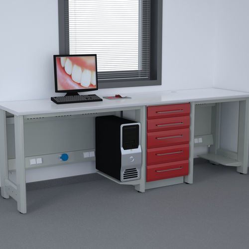 Arbeitsfläche für Dentallabor - T/125+W22+T/80  - ERIO - mit Schublade / modular