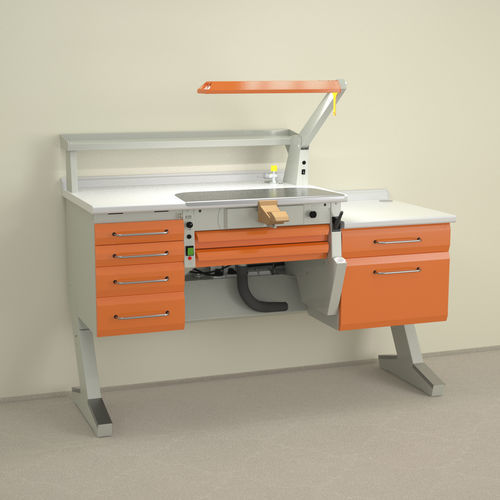 Arbeitsplatz für Dentallabors / mit Regal - C4+PL/AR+BF/C - ERIO - mit Licht / mit Schubladen