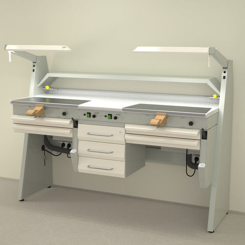 Arbeitsplatz für Dentallabors / mit Regal - SOLE2 - ERIO - mit Licht / mit Schubladen / kompakt