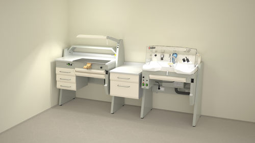 Arbeitsplatz für Dentallabors / mit Regal - SOLE1/I+SOBF+ERIOBOX - ERIO - mit Licht / mit Schubladen / kompakt