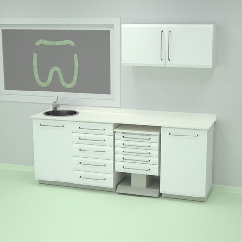 Arbeitsplatte für Labor / für Sterilisierung - W4+W22+L(55)+W7, W21  - ERIO - Dental / mit Waschbecken / mit Regal