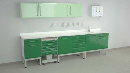 Arbeitsfläche für Dentallabor - S series - ERIO - mit Schublade / mit Stauraum / mit Waschbecken