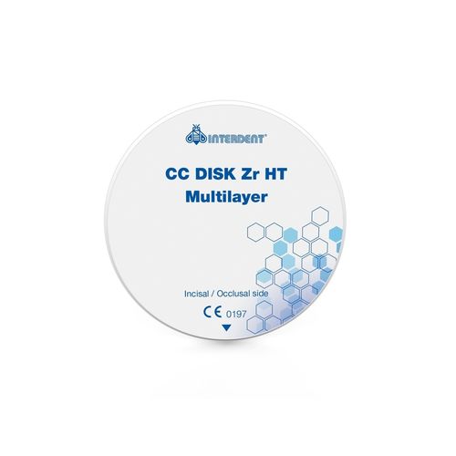 Zahnmedizinisches Material / ZrO2 - CC Disk Zr HT Multilayer - Interdent - zur Keramikbeschichtung / CAD/CAM / Fräs