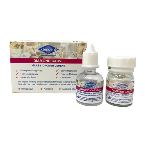 Dentalkleber für Wurzelfüllung - DIAMOND CARVE A3  - KEMDENT ASSOCIATED DENTAL PRODUCTS LTD   - ionomerisches Glas