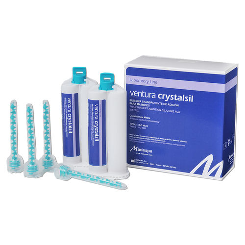 Zahnmedizinisches Material / Silikon - ventura crystalsil fast set - MADESPA S.A.   - für Dentallabor / transparent / photopolymerisierbar