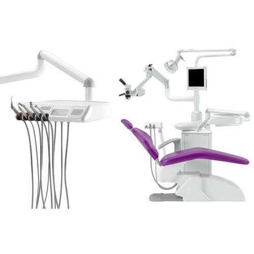 Dentaleinheit mit elektropneumatischem Stuhl - Universal ML DROP - O.M.S. S.p.A. OFFICINE MECCANICHE SPECIALIZZATE   - kompakt / mit Monitor / mit Instrumententräger