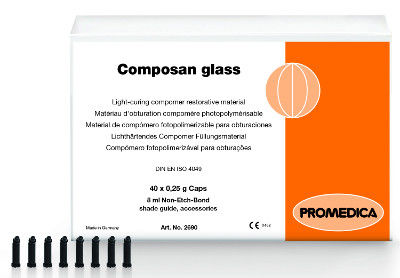 Zahnmedizinisches Material / Kompomer - Composan glass - Promedica Dental Material GmbH   - ionomerisches Glas / Fluorid / für Wurzelfüllung