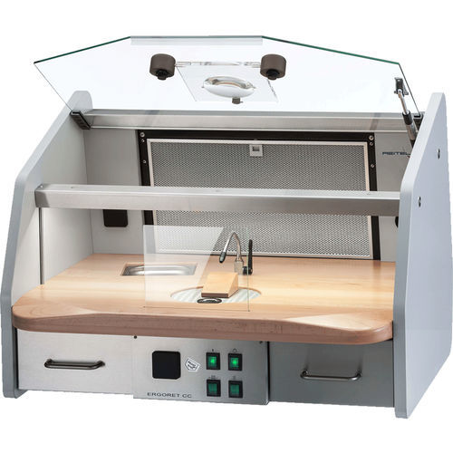 Arbeitsplatz für Dentallabors / mit Licht - 14803100 - REITEL Feinwerktechnik - Tisch / Edelstahl