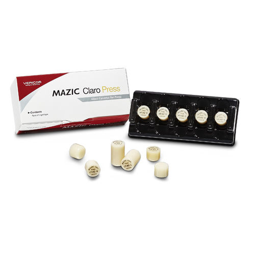 Zahnmedizinisches Material / Glaskeramik - MAZIC Claro Press - VERICOM Co., Ltd.   - Lithiumdisilikat / für Veneere / für Dentalinlays