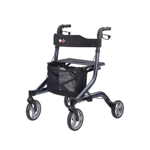 Rollator mit 4 Rädern - Capero - Bischoff & Bischoff - Aluminiumrahmen / mit Sitz / mit Korb