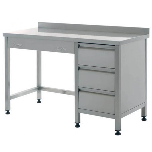 Arbeitstisch - MD 4060 - MESPA - rechteckig / Edelstahl / mit Schubladen