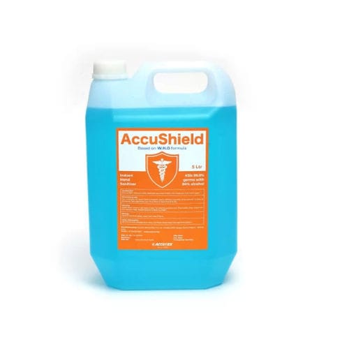 Hydroalkoholische Lösung / 80% - Accushield - Accurex Biomedical Pvt. Ltd.  - 5000 mL