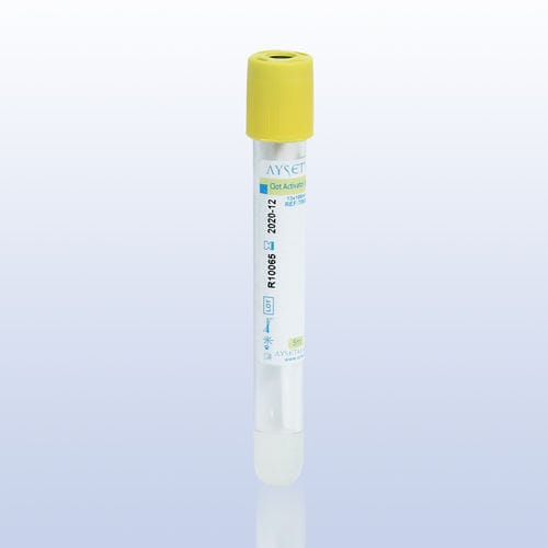 Labor-Probenahmeröhrchen - 81241 - AYSET TIBBI ÜRÜNLER VE PLASTIK TEKSTIL ELEKTRONIK GIDA TEMIZLIK MADDELERI SAN AS - zylinderförmig / Serum / Vollblut