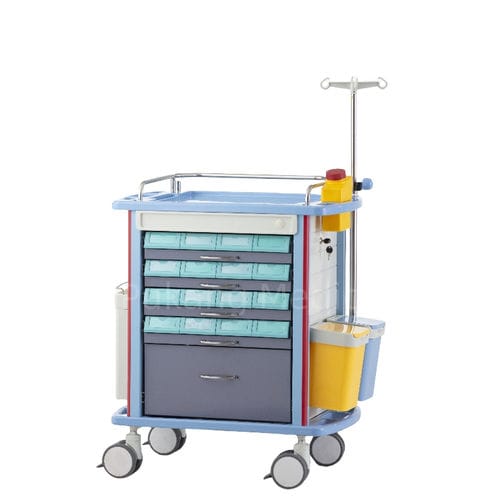 Medizinischer Wagen - F-50 - Hebei Pukang Medical Instruments - für Medikamente / zur Medikamentenausgabe / für Transport